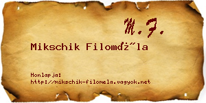 Mikschik Filoméla névjegykártya